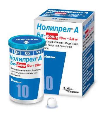 Нолипрел а би-форте – инструкция по применению, 10 мг + 2,5 мг, цена